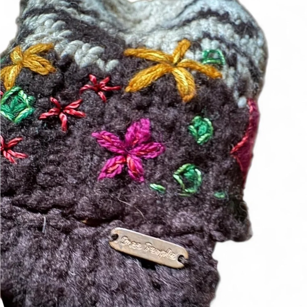 Free People Wool BlendKnit and Embroidered Cap with Brim